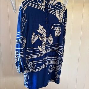 Blue Kalo Button-Front Women’s Dress